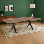 Table � rallonge avec plateau en mdf ch�ne et pieds noirs 180x100x76h angleterre