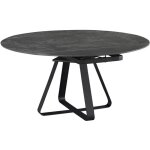 Meubletmoi - table rectangulaire  ronde cramique gris anthracite et mtal - skye