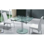 Table de repas diabolo verre clear allonges automatique
