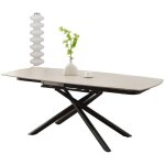 Table repas extensible c�ramique travertin beige 129 / 189 cm ? nysa