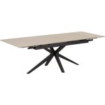 Table repas extensible c�ramique travertin mat ? m�tal noir ? 160 / 240x90x76 cm - tonia