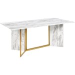 Beliani - table repas rectangulaire effet marbre et doré pour 8 personnes 100 x 200 cm calcio Beliani - table repas rectangulaire effet marbre et doré pour 8 personnes 100 x 200 cm calcio