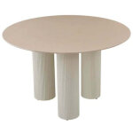 Table repas ronde c�ramique beige brillant 120 cm pieds beiges ? anais
