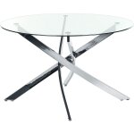 Beliani - table de repas ronde plateau en verre tremp et pieds argent 120 cm maramo