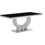 Homy france - table repas trofy 4  6 personnes verre noir 150x90x75cm
