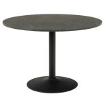 Table de repas tulipe isa plateau en mélaminé marbre noir et piétement en acier noir mat 110 x 75 cm Table de repas tulipe isa plateau en mélaminé marbre noir et piétement en acier noir mat 110 x 75 cm