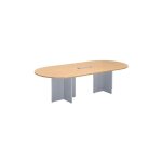 Sans marque - table de réunion ovale 140 cm plateau hêtre pieds croix aluminium essens - maxiburo Sans marque - table de réunion ovale 140 cm plateau hêtre pieds croix aluminium essens - maxiburo