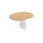Sans marque - table de réunion ovale 140 cm plateau hêtre pieds croix blanc essens - maxiburo Sans marque - table de réunion ovale 140 cm plateau hêtre pieds croix blanc essens - maxiburo