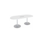Table de réunion ovale l 210 cm plateau blanc piètement colonnes aluminium essens - maxiburo Table de réunion ovale l 210 cm plateau blanc piètement colonnes aluminium essens - maxiburo