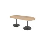 Sans marque - table de réunion ovale l 210 cm plateau chêne clair piètement colonnes anthracite essens ... Sans marque - table de réunion ovale l 210 cm plateau chêne clair piètement colonnes anthracite essens ...