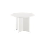 Sans marque - table ronde 100 cm plateau blanc pieds croix blanc essens - maxiburo