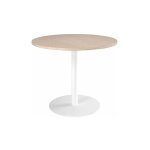 Sans marque - table ronde 100 cm plateau chêne clair piètement colonne blanc essens - maxiburo Sans marque - table ronde 100 cm plateau chêne clair piètement colonne blanc essens - maxiburo