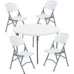 Table ronde (diamtre 120 cm x 74 cm), et lot de 4 chaises pliantes 51x45x85, 5 cm, idales pour l'extrieur ...