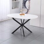 Table ronde blanche � rallonge avec pieds noirs 100x77h cm - tikit