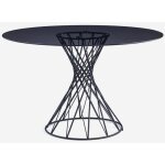 Table ronde design moderne en verre noir 120cm pour salon naji