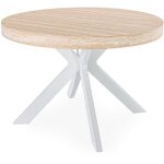 Table ronde extensible 110 - 260cm myriade effet travertin beige et blanc