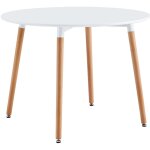 Fijalo - table ronde fixe nordika 100 cm blanc / htre.