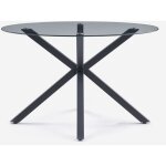 Table ronde moderne en verre 120cm avec pieds crois�s noir lotos