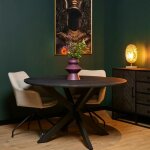 Table ronde noire en bois de manguier �110 cm alvera