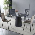 Iperbriko - table ronde noire et or 110x110x76