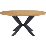 Table ronde  rallonges aventura avec pied en toile - 120 - 160 x 120 cm light oak 6 chaises gris equipement ...