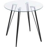 Table ronde salle  manger 2 - 4 personnes en verre - pieds mtal dor / noir - utilisable en table de ...