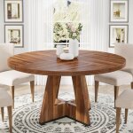 Tribesigns - table ronde pour salle  manger, cuisine, salle  manger, salon, 120 cm, pour 4 personnes, ...