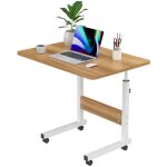 Table roulante de lit canap avec 4 roulettes verrouillables hauteur rglable 60x40cm / 69 - 90cm beige ...