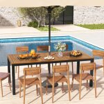 Table de salle � manger de 200 cm table d'ext�rieur pour 8 personnes avec trou pour parasol de 5cm pieds ...