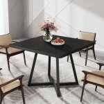 Table de salle � manger carr�e, 80�75cm, avec base en m�tal, table de cuisine en bois, pour salle � manger, ...