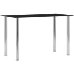Table de salle � manger, table � d�ner, table de cuisine noir 120x60x75 cm verre tremp� con49393 design ...