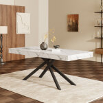 Table de salle � manger extensible 140 - 180x80cm 6 - 8 personnes pieds m�tal table � manger plateau ...