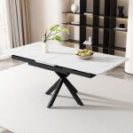 Wishdor - table de salle à manger extensible, table basse de loisirs, pieds croisés, texture marbre, ... Wishdor - table de salle à manger extensible, table basse de loisirs, pieds croisés, texture marbre, ...