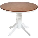 Beliani - table de salle  manger extensible bois de frne ronde 100 cm marron fonc akron