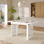 Table de salle � manger extensible - forme rectangulaire - plateau en marbre blanc �pais - 6 / 8 personnes ...