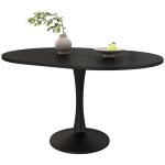 Table salle � manger extensible ovale moderne noir 100 / 140x100x75cm - minimaliste