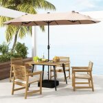 Table de salle � manger d'ext�rieur pour 4 personnes table de patio en bois d'acacia de 107 cm avec trou ...