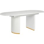 Table de salle à manger glamour en mdf ovale avec rallonge et plateau brillant blanche dulverton Table de salle à manger glamour en mdf ovale avec rallonge et plateau brillant blanche dulverton
