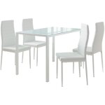 Vicco - table de salle  manger grand, blanc, 120x75cm avec 4 chaises