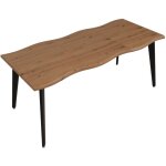 Table de salle à manger hhg - 231, table à rallonges, fer mdf extensible 120 - 180 cm, aspect noyer Table de salle à manger hhg - 231, table à rallonges, fer mdf extensible 120 - 180 cm, aspect noyer