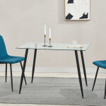 Table de salle  manger hyrynsalmi verre tremp acier 75 x 110 x 70 cm noir [en. casa]