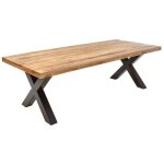 Table de salle � manger loden ? bois massif de manguier verni ? 240 cm ? style industriel