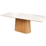 Table de salle à manger lumea ? rectangulaire 200 cm ? plateau céramique effet marbre blanc et pied aspect ... Table de salle à manger lumea ? rectangulaire 200 cm ? plateau céramique effet marbre blanc et pied aspect ...