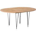 Table de salle  manger en mdf extensible avec rallonge 120 / 160 x 120 cm forme ovale pieds en mtal ...