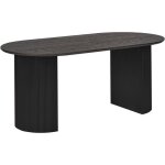 Beliani - table de salle � manger minimaliste 180 x 90 cm avec plateau ovale pieds cannel�s noir savory ...