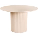 Table de salle � manger moderne ronde ? 120 cm pied central nervur� mdf beige clair newell