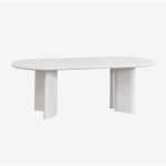 Sklum - table de salle  manger ovale 220x100 cm en mdf loulou blanc gardenia