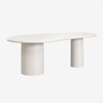 Sklum - table de salle  manger ovale en mdf (220x115 cm) billie blanc gardenia