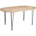 Beliani - table de salle  manger ovale moderne industriel pieds en mtal plateau mdf marron clair cavell ...