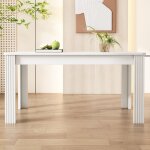 Table de salle  manger, table  quatre pieds, bureau simple et moderne, en chne, blanche, 116x65x75 ...